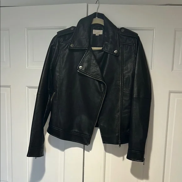 LOFT Jackets Coats Loft Black Leather Moto Jacket With